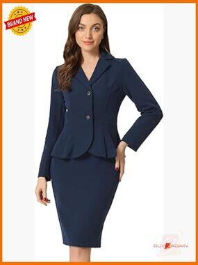 2 Piece Skirt Suit Set Blazer and Pencil Skirt Office Business Outfit